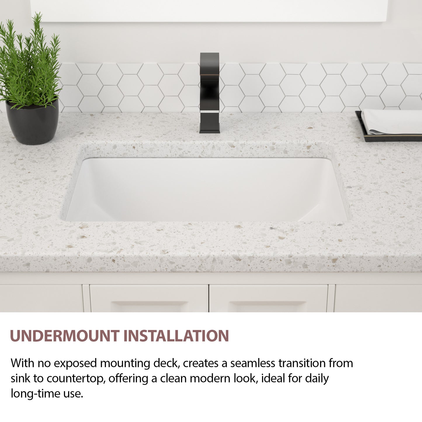Dcolora Undermount Bathroom Sink Rectangle 17-1/2"x11" White Porcelain Ceramic Rectangular Vessel Sink Under Counter Lavatory Vanity Bath Sink Bowl Basin With Overflow