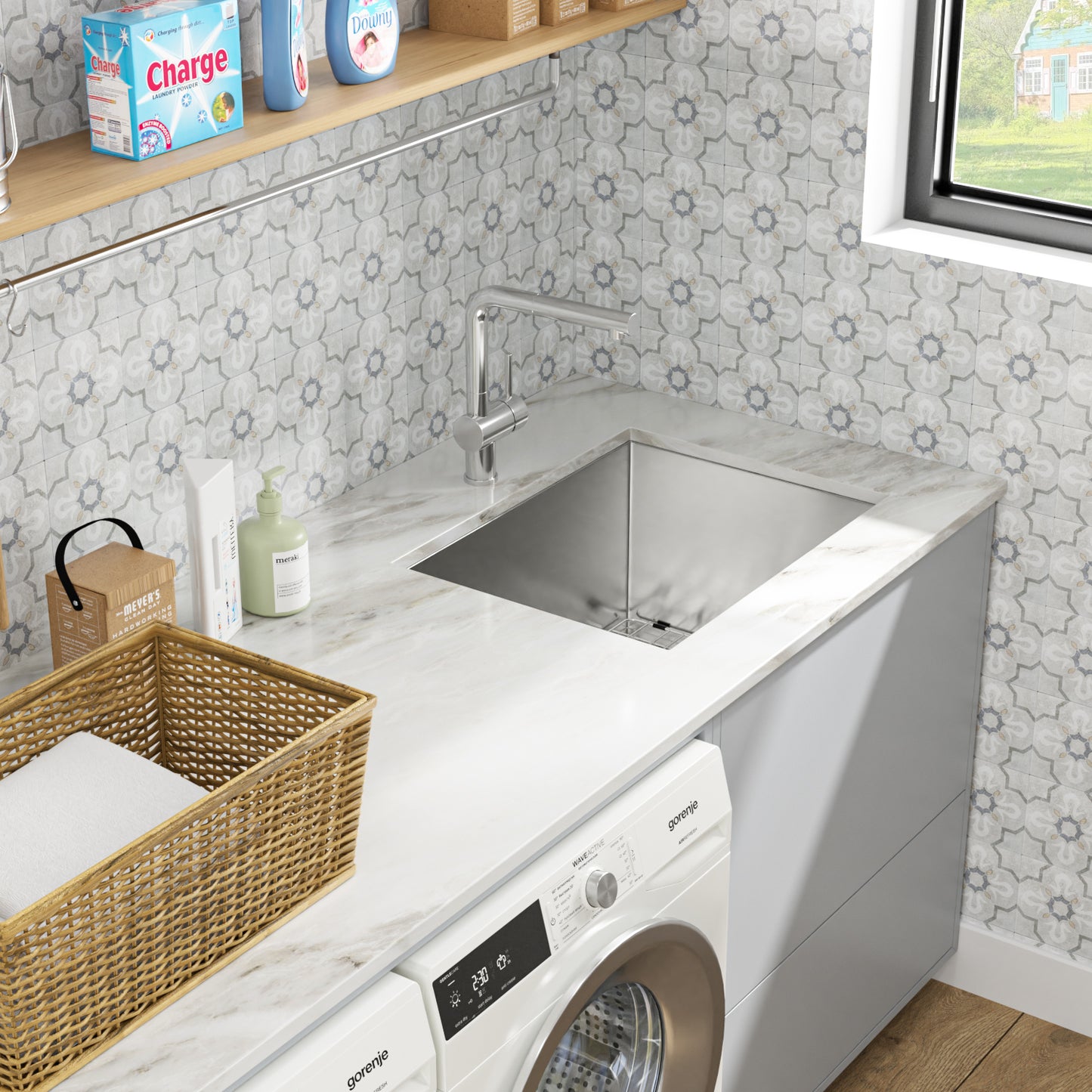 Dcolora 24 Inch 16 Gauge Laundry Sink Undermount Utility Sink 12" Deep Stainless Steel Single Bowl Laundry Room Sink Basin Rectangular Under Counter Kitchen Sink DC-U7725, 24” x 18" x 12"