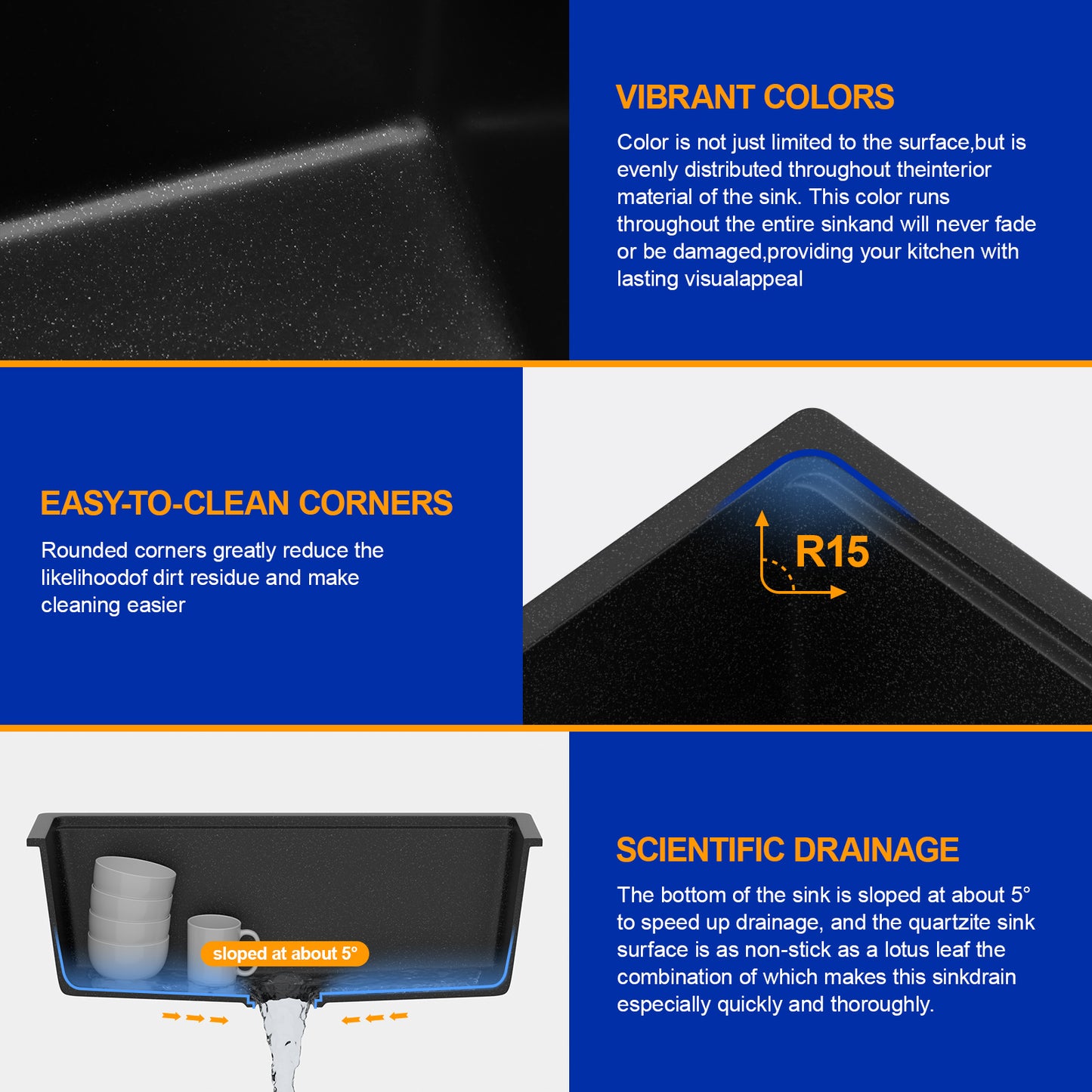 Dcolora 28 Inch Matte Black Undermount Kitchen Sink Single Bowl Modern Sink Workstation Granite Composite,#DC-GU0004BS
