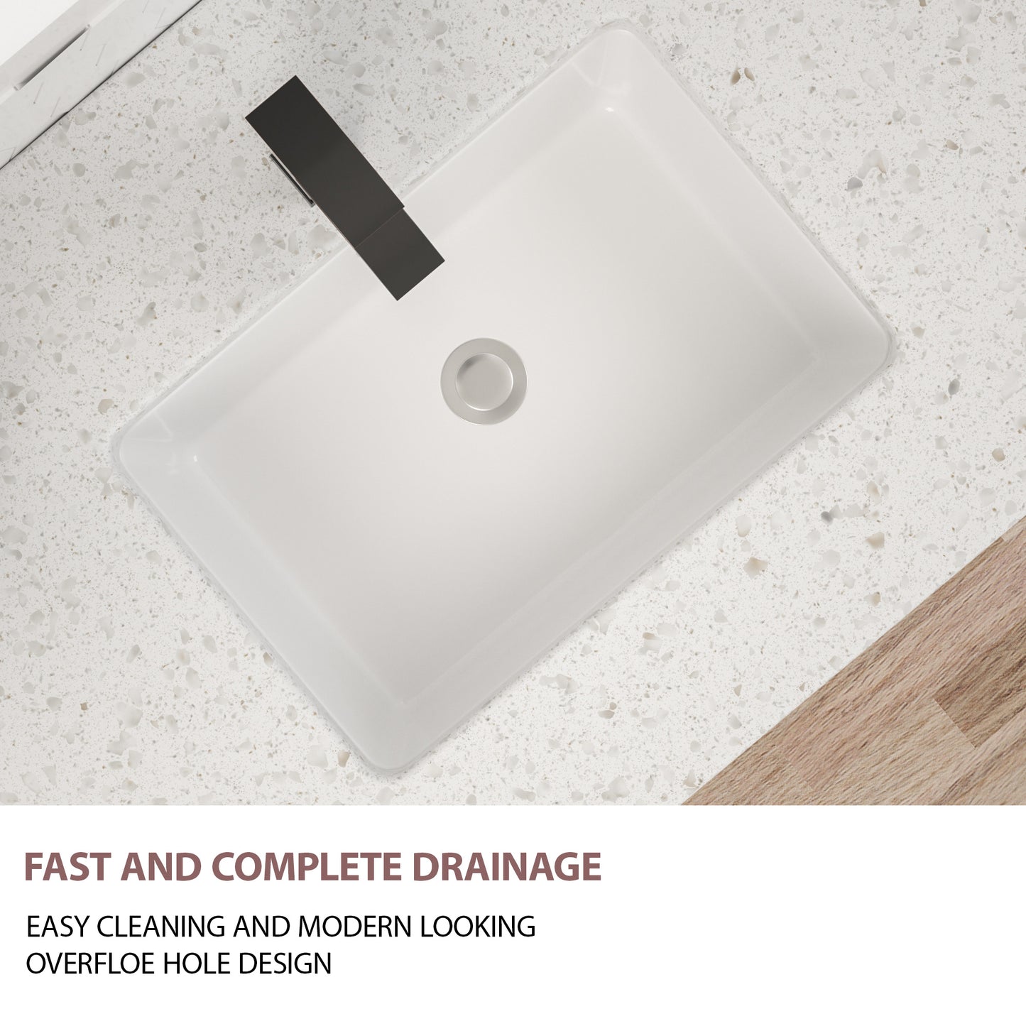 Dcolora Undermount Bathroom Sink Rectangle 16"x10" White Porcelain Ceramic Rectangular Vessel Sink Under Counter Lavatory Vanity Bath Sink Bowl Basin With Overflow