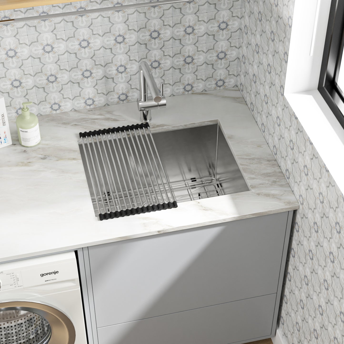 Dcolora 24 Inch 16 Gauge Laundry Sink Undermount Utility Sink 12" Deep Stainless Steel Single Bowl Laundry Room Sink Basin Rectangular Under Counter Kitchen Sink DC-U7725, 24” x 18" x 12"