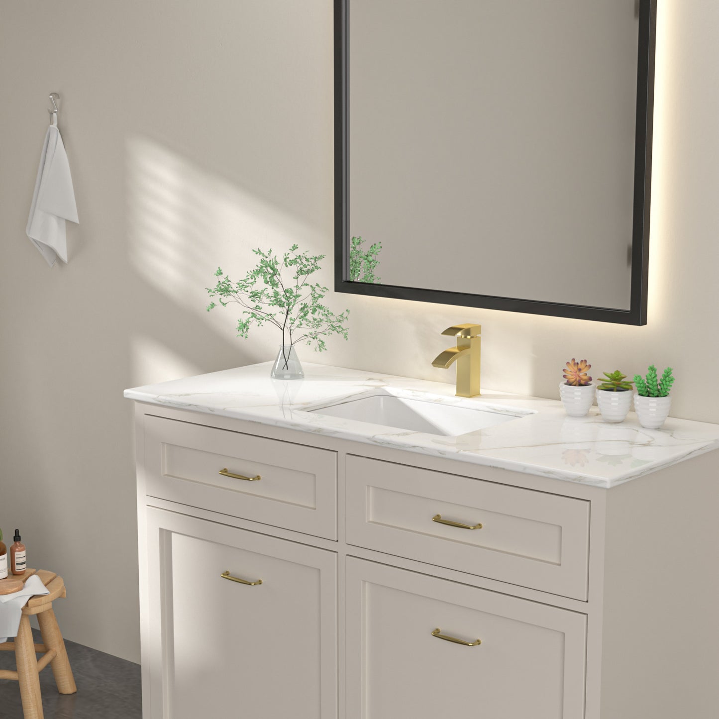 Dcolora Undermount Bathroom Sink Rectangle 16"x12" White Porcelain Ceramic Rectangular Vessel Sink Under Counter Lavatory Vanity Bath Sink Bowl Basin With Overflow