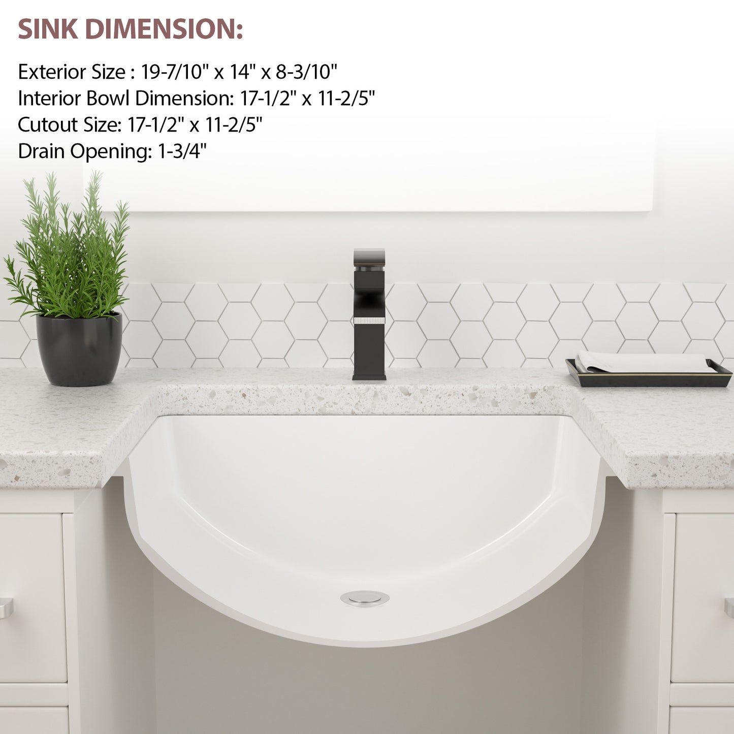 Dcolora Undermount Bathroom Sink Rectangle 17-1/2"x11" White Porcelain Ceramic Rectangular Vessel Sink Under Counter Lavatory Vanity Bath Sink Bowl Basin With Overflow