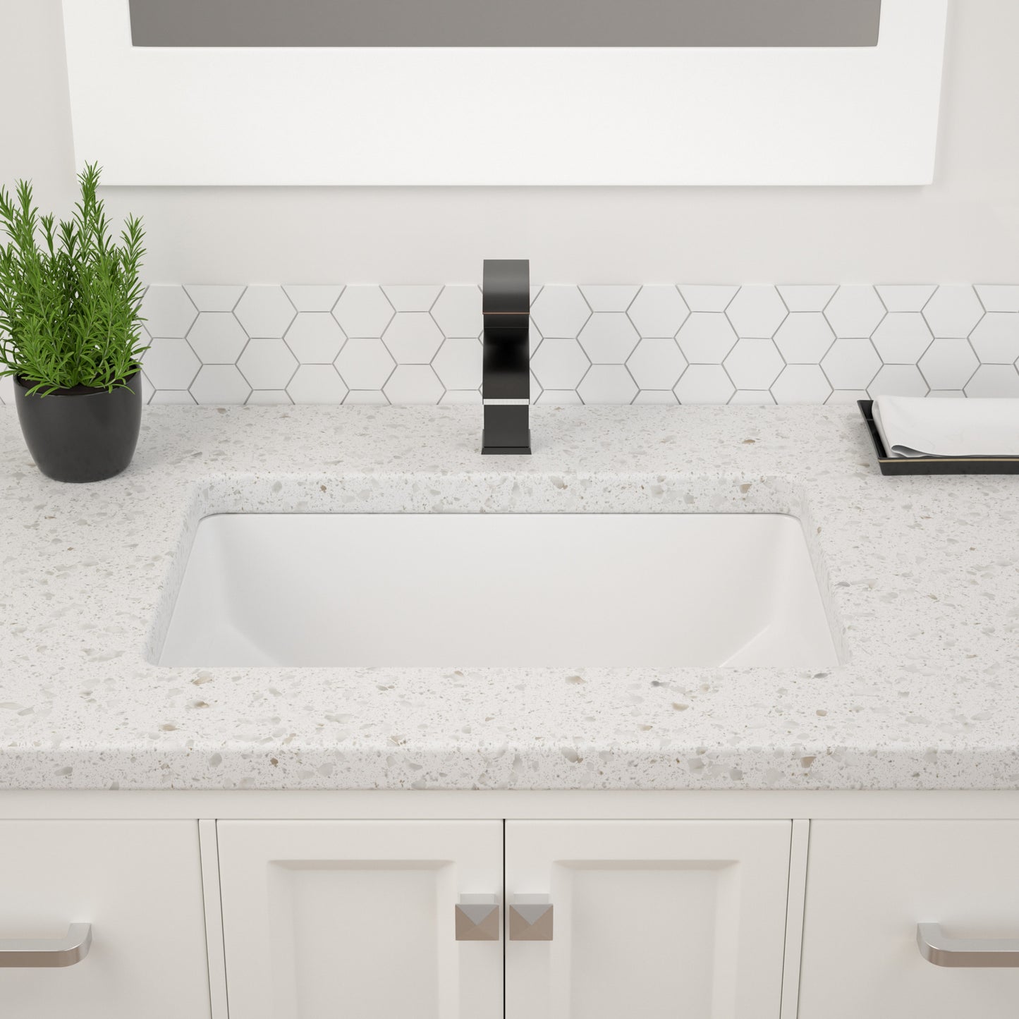 Dcolora Undermount Bathroom Sink Rectangle 19"x13" White Porcelain Ceramic Rectangular Vessel Sink Under Counter Lavatory Vanity Bath Sink Bowl Basin With Overflow