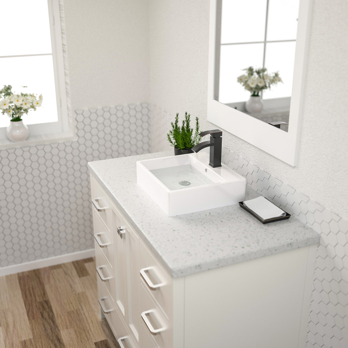 Vessel Sink Wall Mounted, Dcolora 20.8" x 16" Floating Bathroom Sink White Ceramic Porcelain Rectangle Bathroom Vanity Sink with Overflow Above Counter Lavatory Sink Basin