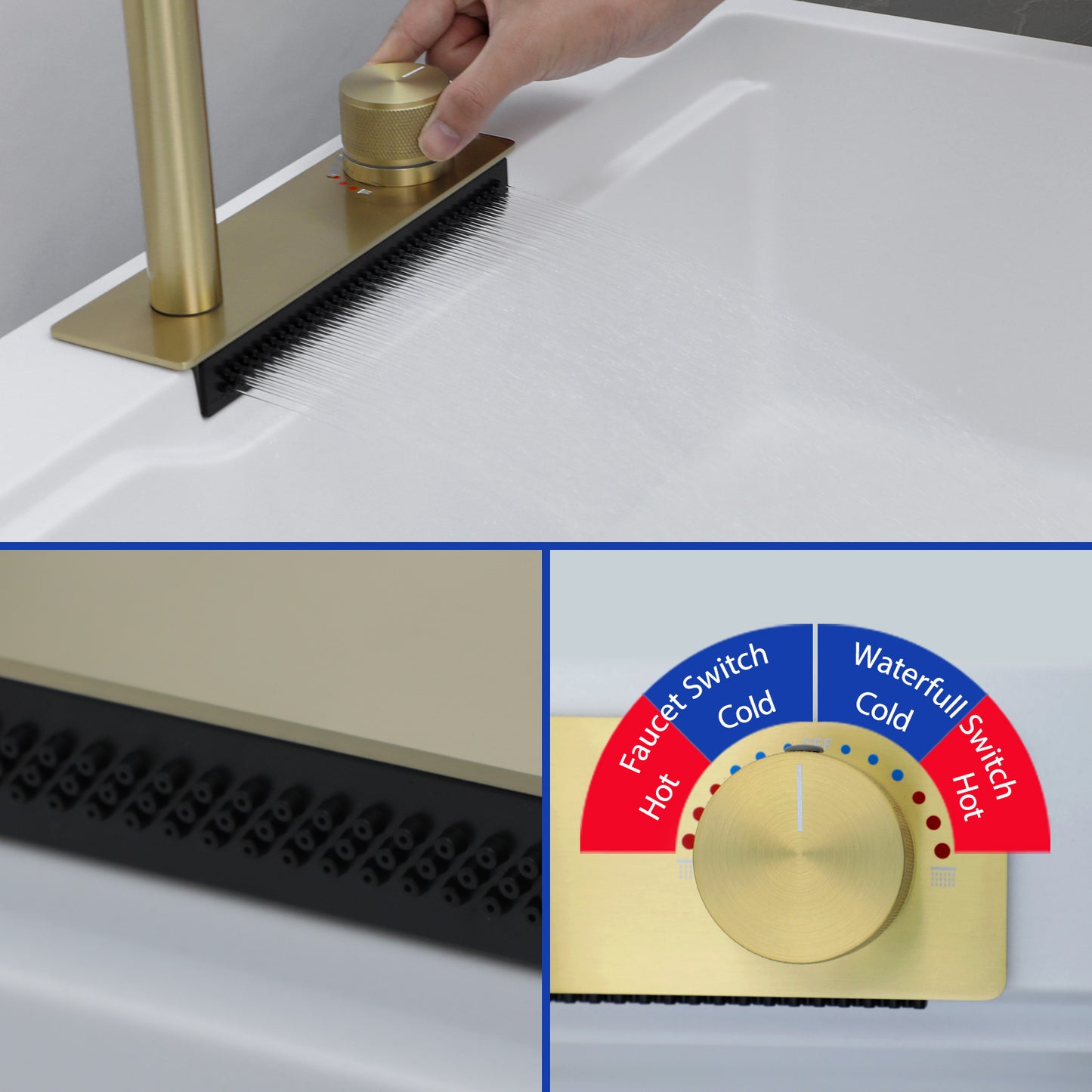 Dcolora 33x22 Waterfall Smart Kitchen Sink Workstation White Drop In Single Bowl Multifunctional Sink With Faucet And Cup Washer,33 Inch Granite Composite DC-GWT7433FY
