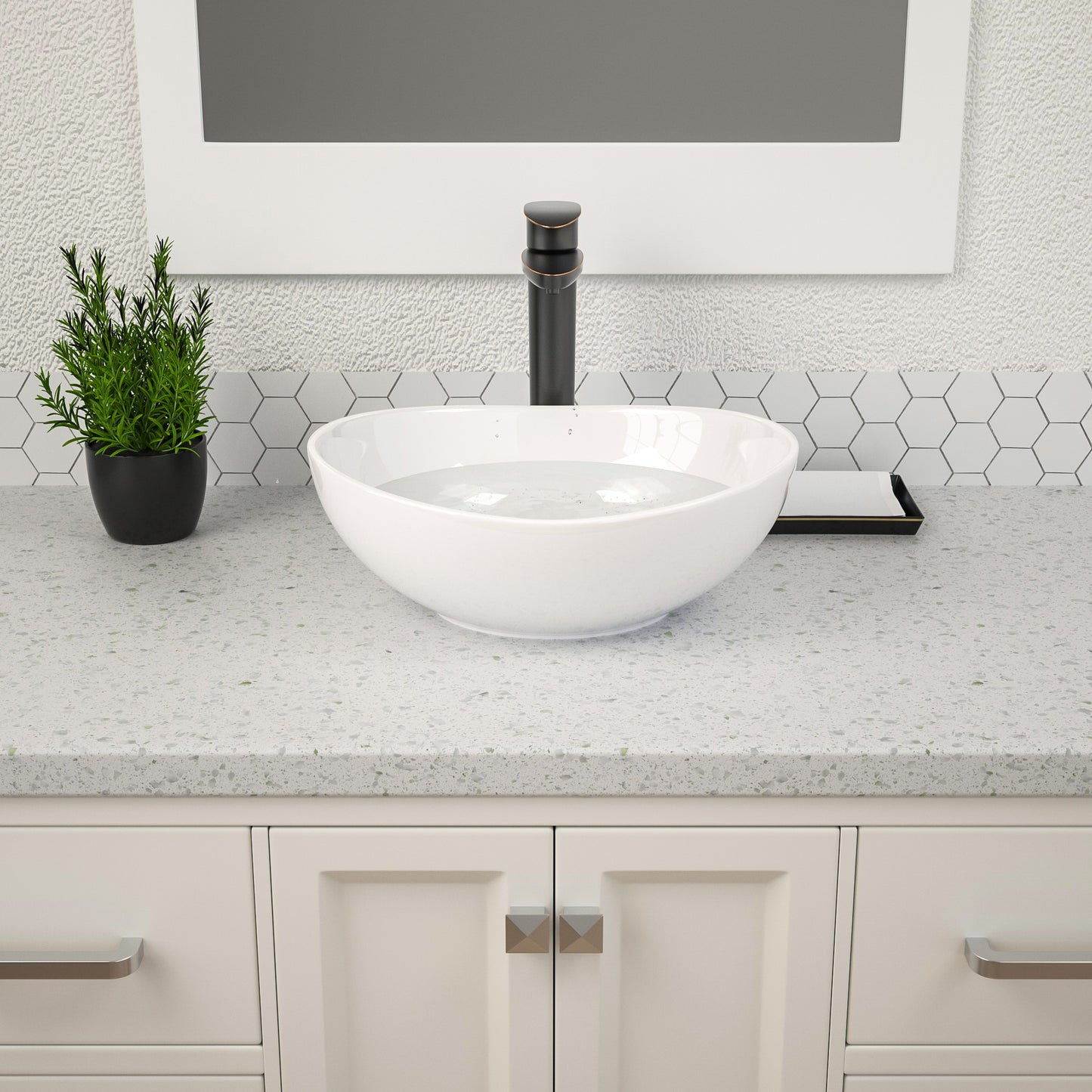 Dcolora Bowl Sink for Bathroom 16"x13" White Oval Vessel Sink Above Counter Vanity Sink Bowl Basin, Boat(Egg) Shape 16"x13" - DC-V8897