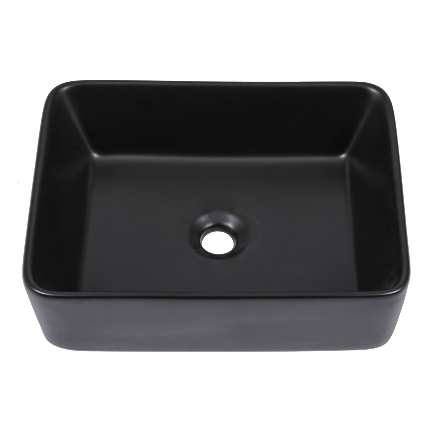 Dcolora Black Vessel Sink Rectangle 16"x12" Matte Black Bathroom Vessel Sink Rectangular Above Counter Ceramic Porcelain Lavatory Vanity Sink Bowl Basin