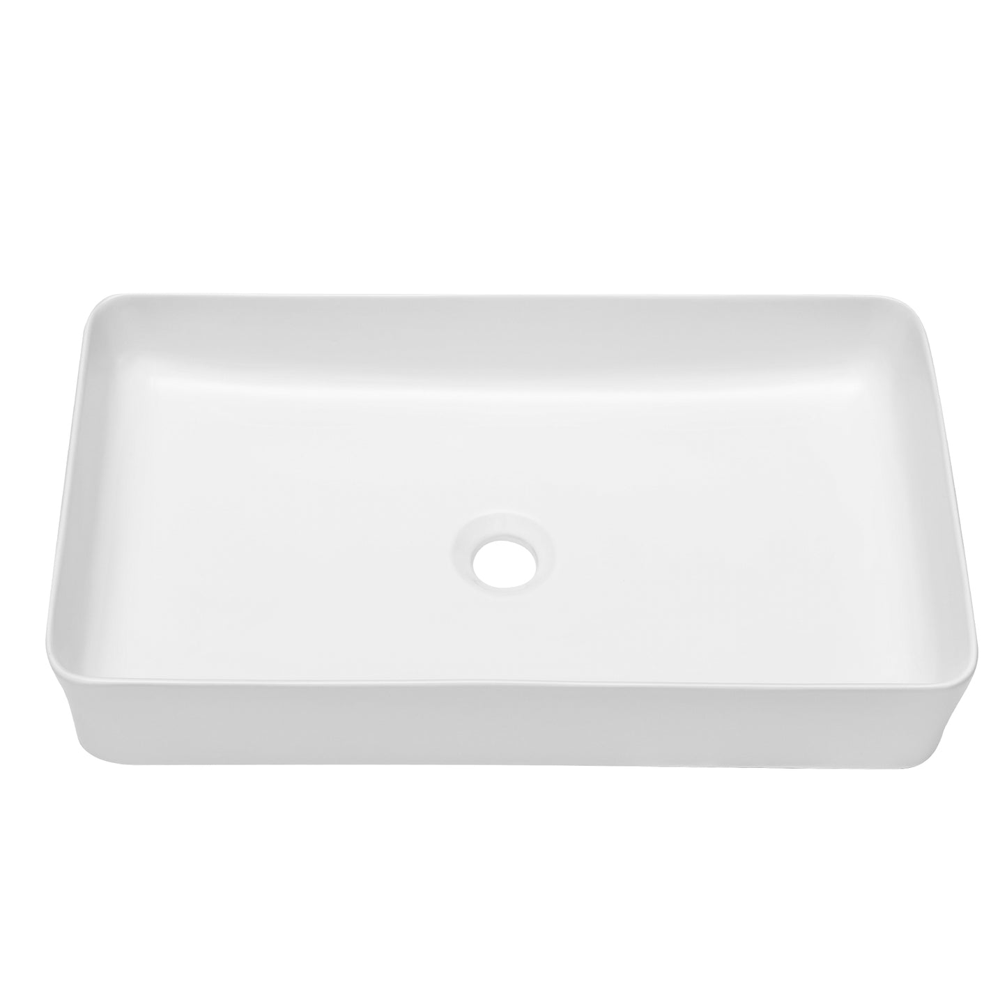 Vessel Sink Rectangular, Dcolora 24"x14" White Vessel Sink Ceramic Porcelain Rectangle Bathroom Vessel Sink Above Counter Vanity Sink Basin