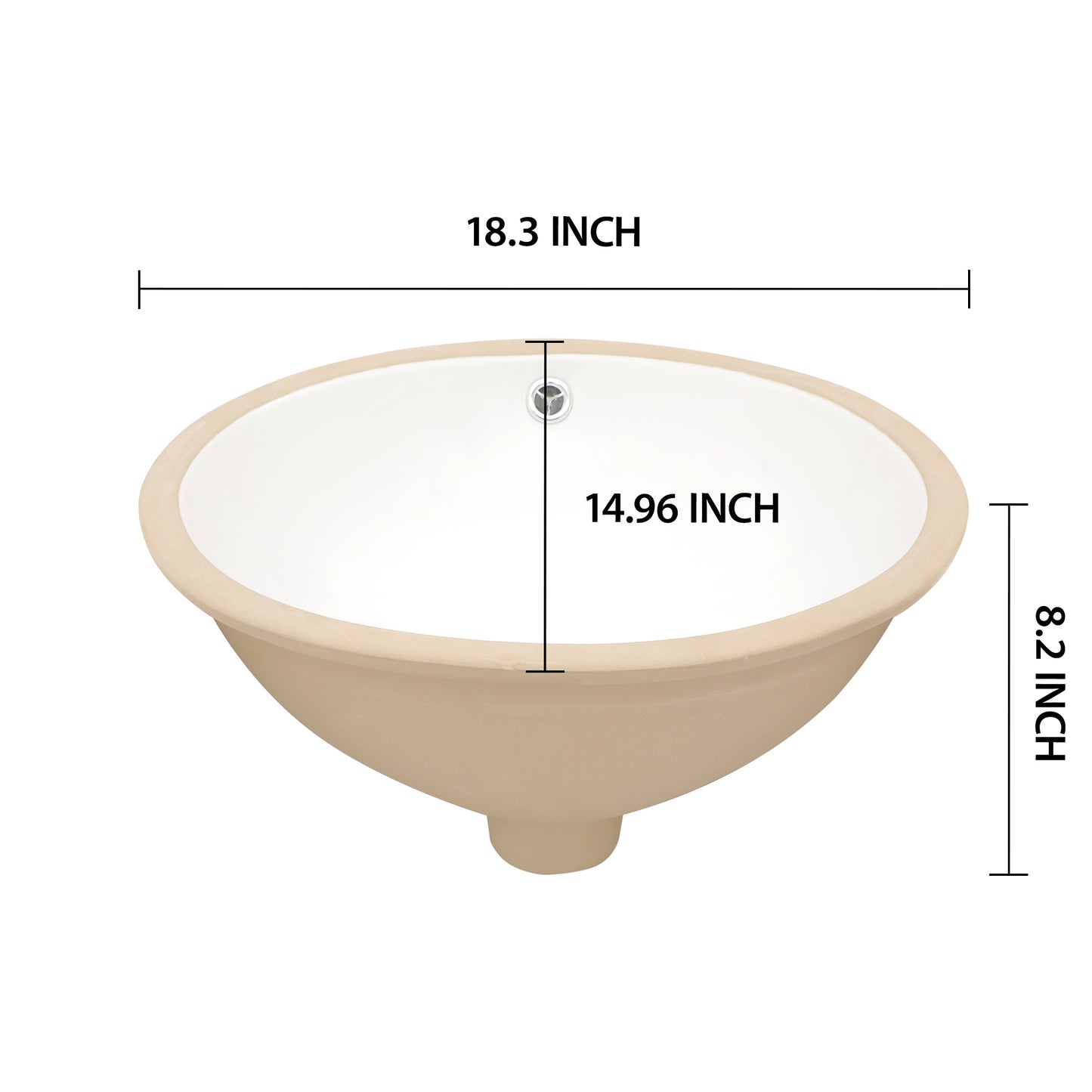 Undermount Bathroom Sink Oval - Dcolora 16"x13" White Porcelain Ceramic Oval Vessel Sink Under Counter Lavatory Vanity Bath Sink Bowl Basin With Overflow