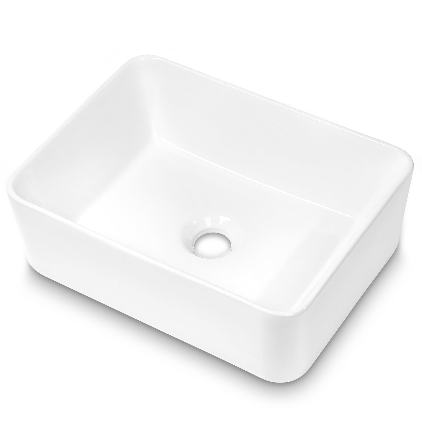 Dcolora 16"x12" Vessel Sink for Bathroom Rectangular Countertop White Ceramic Sink Porcelain Rectangle Bath Vanity Vessel Sink Above Counter DC-V8870