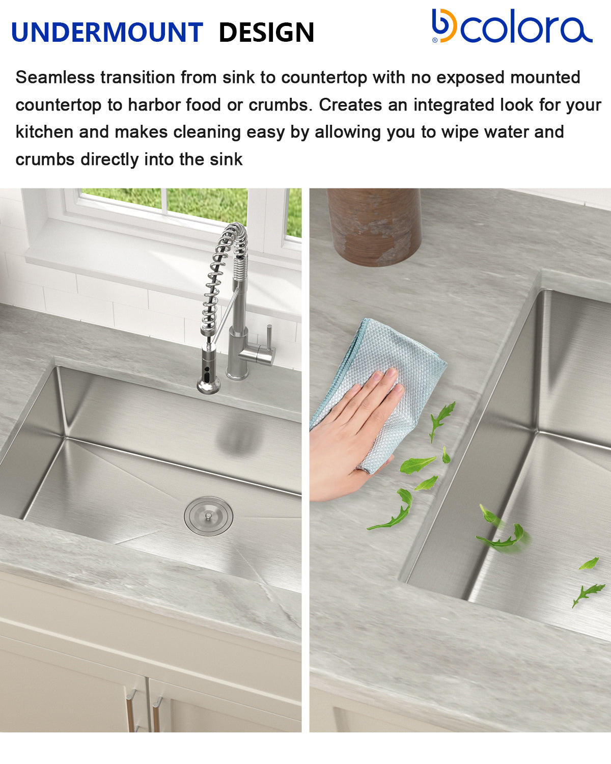 Dcolora 32 Inch Undermount Kitchen Sink 16 Gauge Hand welding 304 Stainless Steel Classic Brushed Large Single Bowl Kitchen Sink, Round Corner 32"x19"x10" DC-U7743
