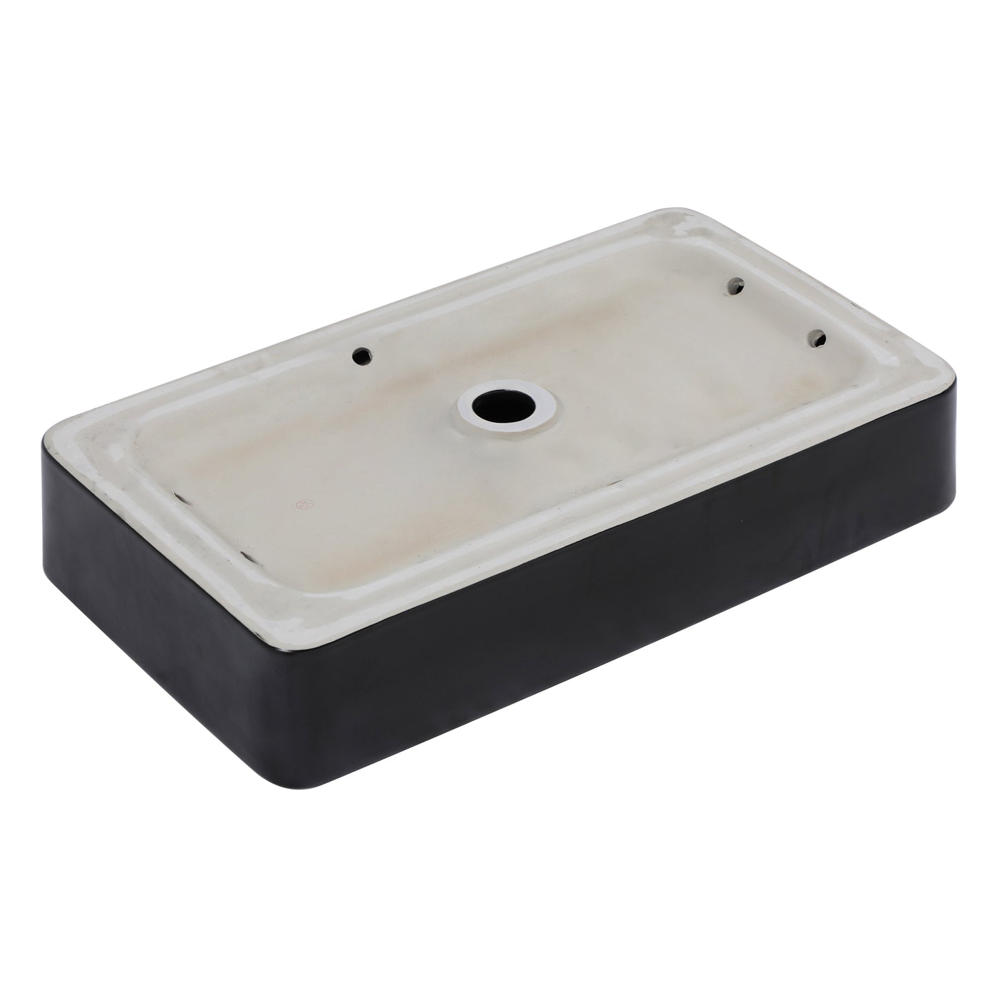 Black Vessel Sink - Dcolora 24 x 14 Bathroom Sink Matte Black Rectangular Above Counter Vessel Sink Ceramic Countertop Lavatory Vanity Bowl Sink Art Basin Sink