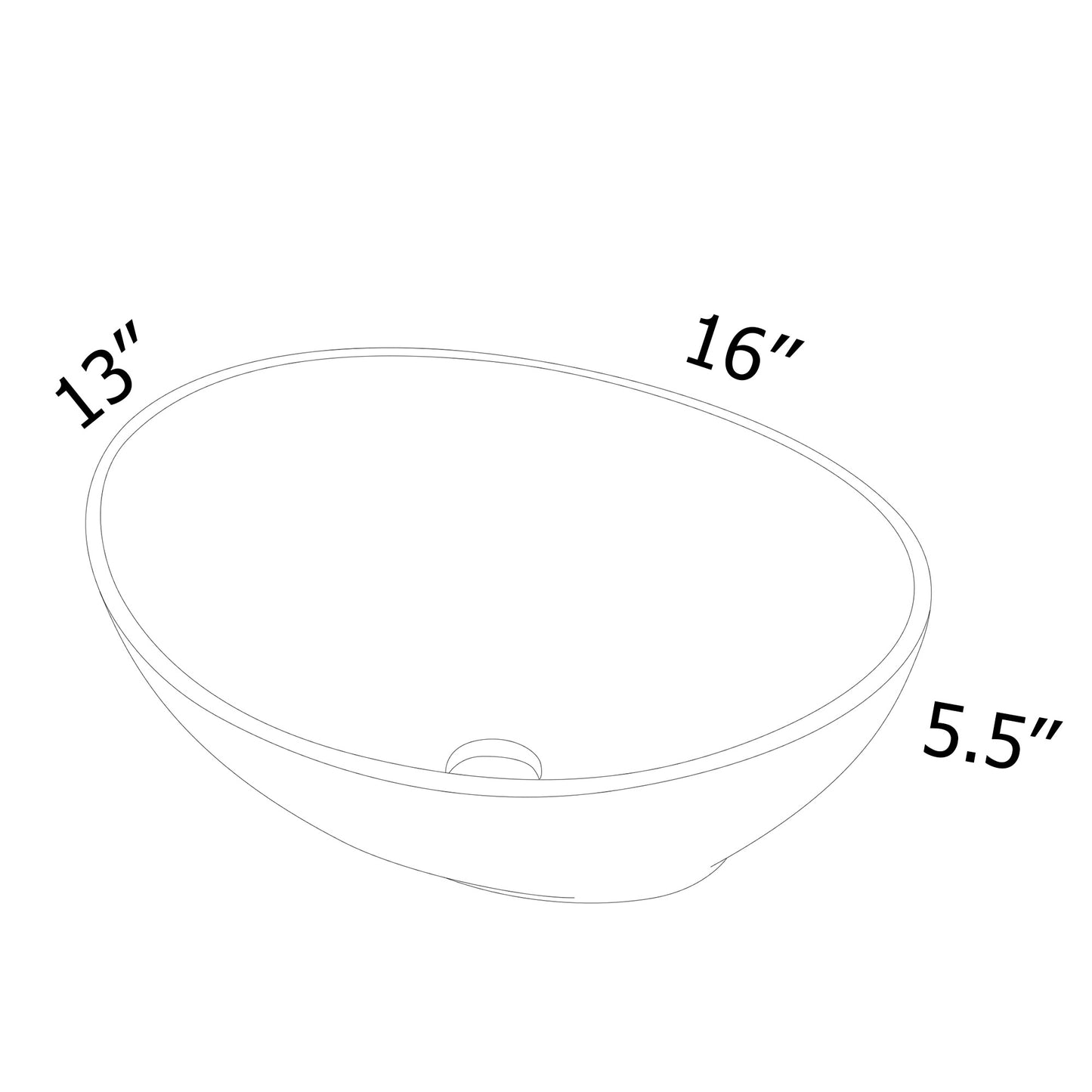 Dcolora Bowl Sink for Bathroom 16"x13" White Oval Vessel Sink Above Counter Vanity Sink Bowl Basin, Boat(Egg) Shape 16"x13" - DC-V8897