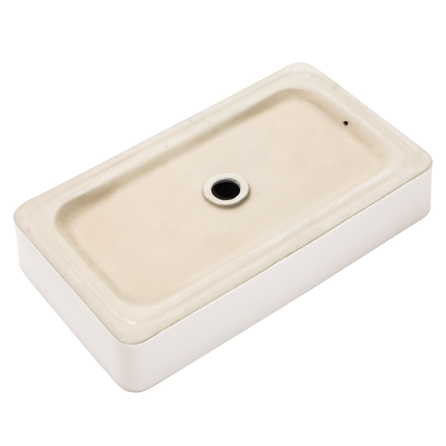 Vessel Sink Rectangular, Dcolora 24"x14" White Vessel Sink with Black Rim Ceramic Porcelain Rectangle Bathroom Vessel Sink Above Counter Vanity Sink Basin