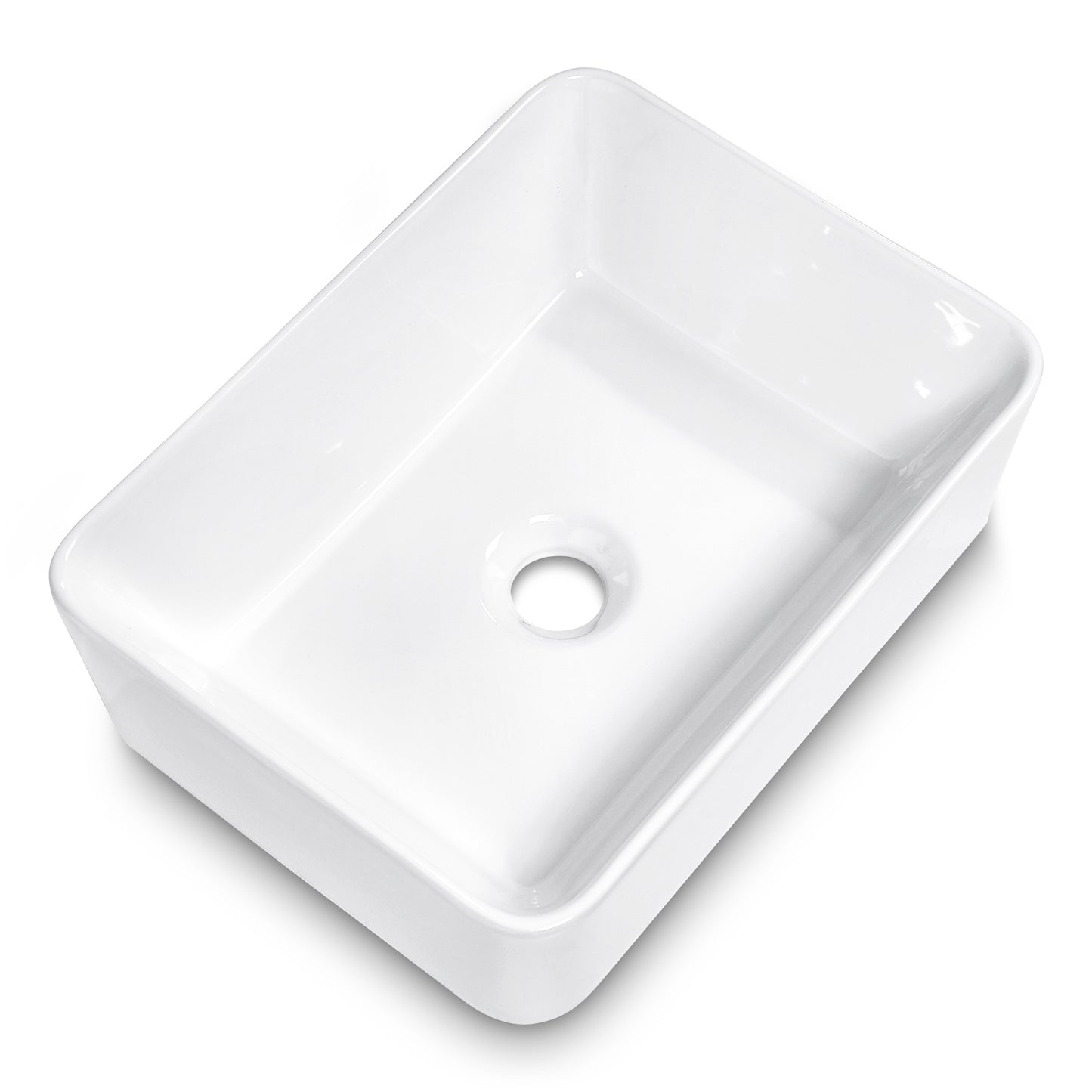 Dcolora 16"x12" Vessel Sink for Bathroom Rectangular Countertop White Ceramic Sink Porcelain Rectangle Bath Vanity Vessel Sink Above Counter DC-V8870