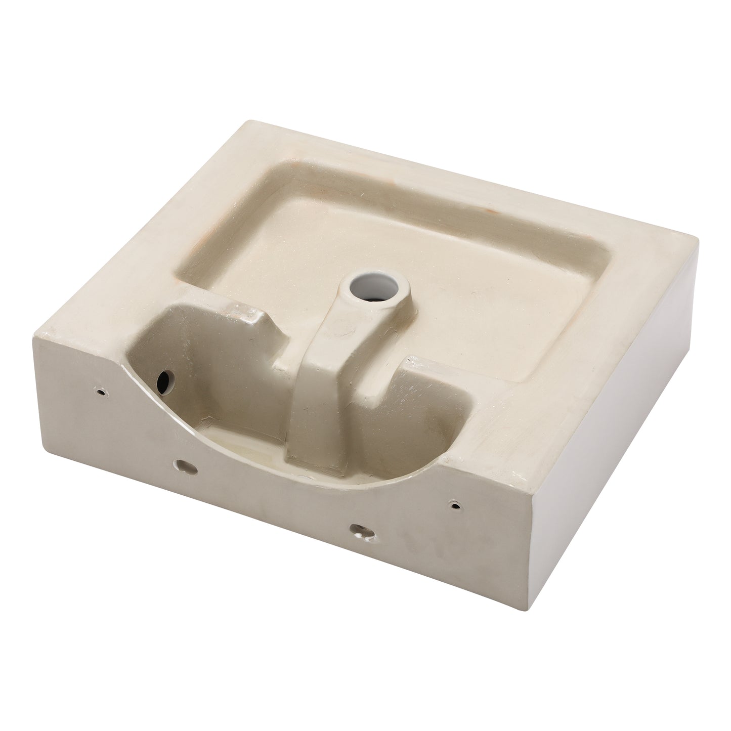 Vessel Sink Wall Mounted, Dcolora 20.8" x 16" Floating Bathroom Sink White Ceramic Porcelain Rectangle Bathroom Vanity Sink with Overflow Above Counter Lavatory Sink Basin