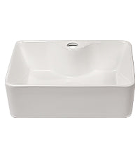 Vessel Sink Rectangular, Dcolora 19"x15" White Vessel Sink Ceramic Porcelain Rectangle Bathroom Vessel Sink Above Counter Vanity Sink Basin