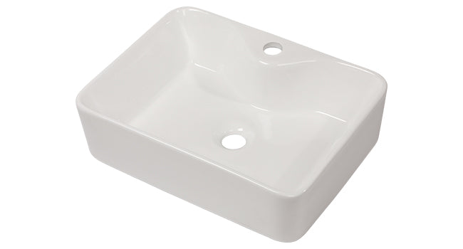 Vessel Sink Rectangular, Dcolora 19"x15" White Vessel Sink Ceramic Porcelain Rectangle Bathroom Vessel Sink Above Counter Vanity Sink Basin