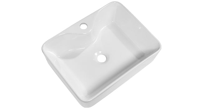 Vessel Sink Rectangular, Dcolora 19"x15" White Vessel Sink Ceramic Porcelain Rectangle Bathroom Vessel Sink Above Counter Vanity Sink Basin