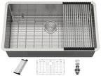 Dcolora 32''x19''x10'' Undermount Kitchen Sink, Hand Welded 16 Gauge 304 Stainless Steel Classic Brushed Large Single Bowl Basin, Round Corner