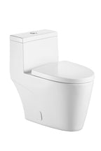 Dcolora Modern Elongated One Piece Toilet, 1.1/1.6 GPF Dual Flush, Soft Close Seat, 12'' Rough-In, Ivory White