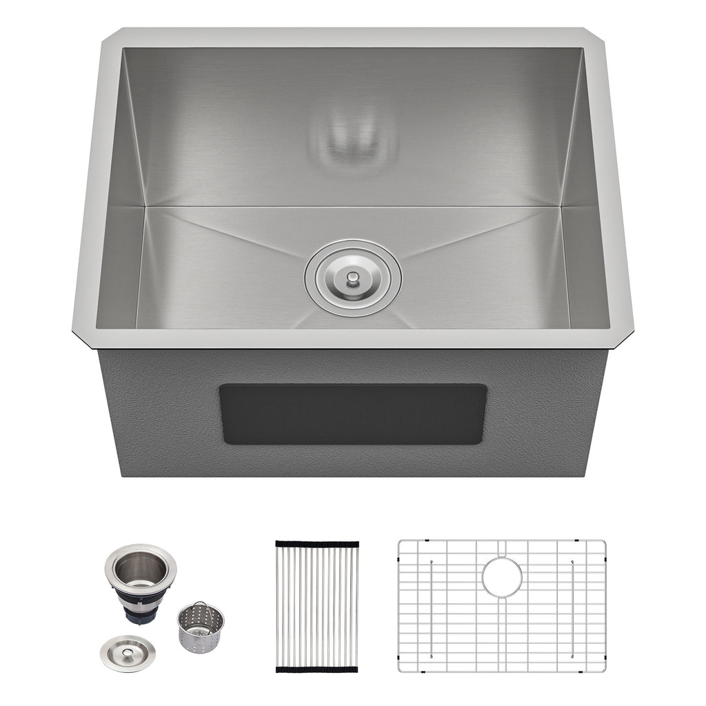 Dcolora 24''x18''x12'' Undermount Laundry Sink, 16 Gauge Stainless Steel Deep Single Bowl Rectangular Utility Basin