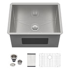 Dcolora 24''x18''x12'' Undermount Laundry Sink, 16 Gauge Stainless Steel Deep Single Bowl Rectangular Utility Basin