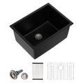 Dcolora 24'' Matte Black Undermount Deep Laundry Sink, Single Bowl Laundry Utility Room Granite Composite Basin