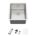 Dcolora 15''x17''x10'' Undermount Wet Bar Sink, 16 Gauge Stainless Steel Single Bowl Small Kitchen Prep Basin, Rounded Corner