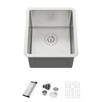 Dcolora 15''x17''x10'' Undermount Wet Bar Sink, 16 Gauge Stainless Steel Single Bowl Small Kitchen Prep Basin, Rounded Corner