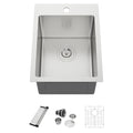 Dcolora 15''x20''x10'' Drop-In Wet Bar Sink, 16 Gauge Stainless Steel Single Bowl Topmount Prep Kitchen Basin, for RV/Camper/Utility, Round Corner