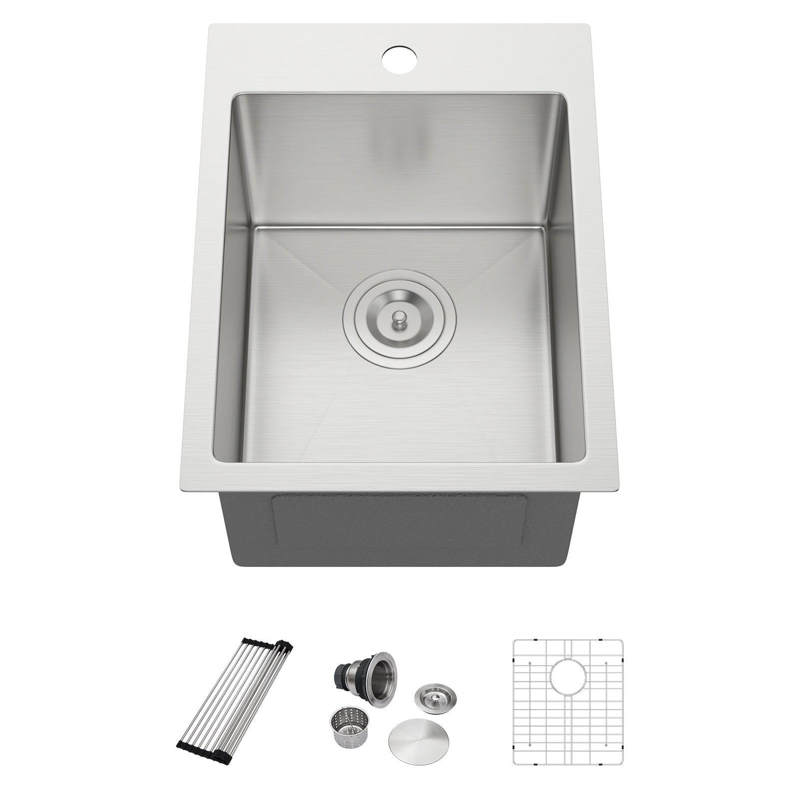 Dcolora 15x20 Drop In Wet Bar Sink 16 Gauge Stainless Steel Topmount Prep Sink Single Bowl Kitchen Sink Top Above Counter RV Camper Utility Basin, Round Corner 15"x20"x10" DC-T7746