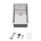 Dcolora 12 Inch Wet Bar Prep Sink Undermount 16 Gauge Stainless Steel Single Bowl Small Kitchen Sins RV Outdoor Camper Sink Under Counter, Round Corner 18''D x 12''W x 8''H, DC-U7721