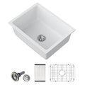 Dcolora 22''x17''x9'' White Undermount Wet Bar Sink, Single Bowl Modern Kitchen Granite Composite Deep Prep Small Basin