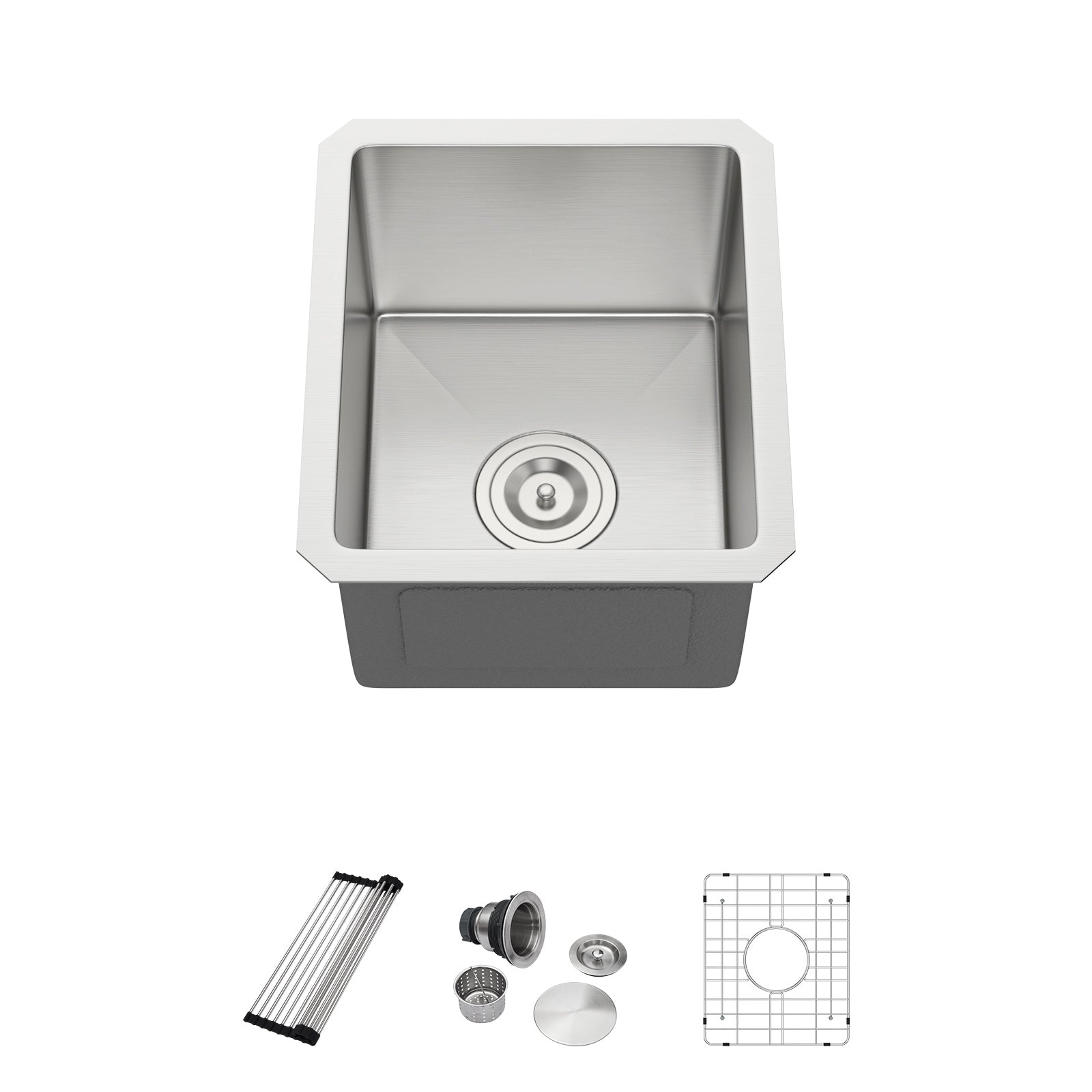 Dcolora 13 Inch Wet Bar Prep Sink Undermount 16 Gauge Stainless Steel Single Bowl Small Kitchen Sins RV Outdoor Camper Sink Under Counter, Round Corner 15"D x 13"W x 9"H, DC-U7715