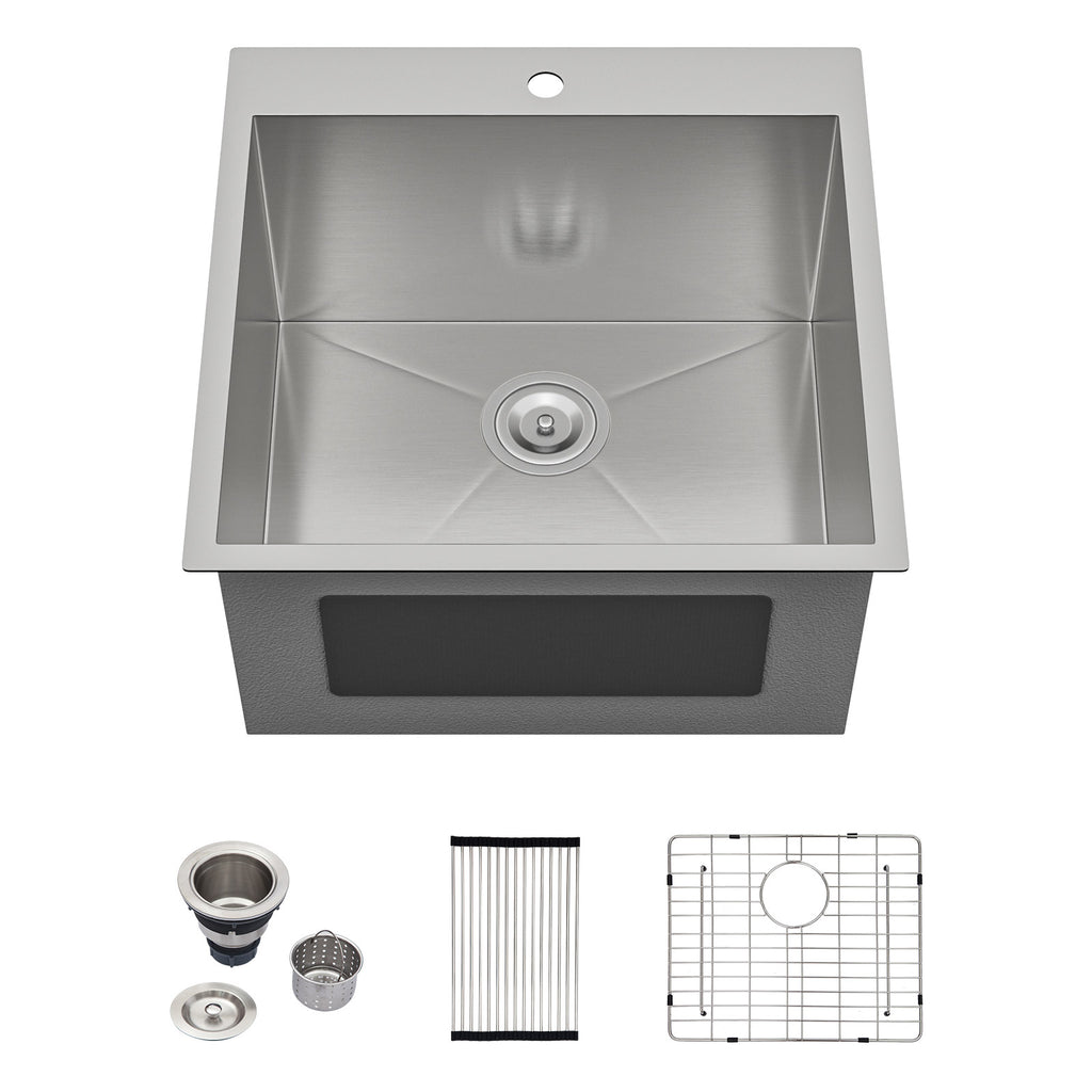 Dcolora 22''x22''x12'' Drop-In Laundry Room Sink, 16 Gauge Stainless Steel 12 Inch Deep Single Bowl Utility Basin