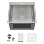 Dcolora 22''x22''x12'' Drop-In Laundry Room Sink, 16 Gauge Stainless Steel 12 Inch Deep Single Bowl Utility Basin