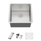 Dcolora 17''x17'' Square Undermount Wet Bar Sink, 16 Gauge Stainless Steel Single Bowl Small Kitchen Prep Basin