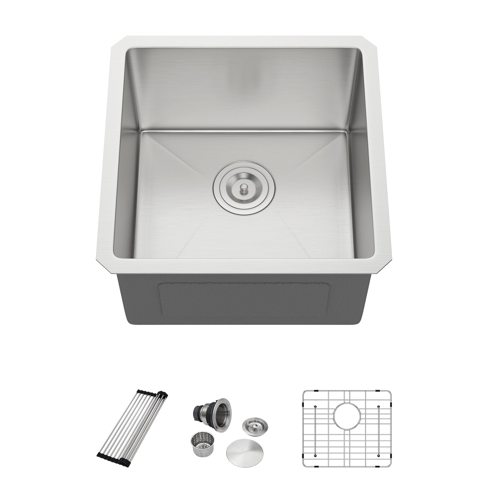 Dcolora 17 Inch Wet Bar Sink Undermount Spuare 16 Gauge Stainless Steel Small Kitchen Prep Sink Single Bowl,17’x17", DC-T7719