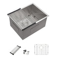 Dcolora 21''x18''x12'' Undermount Laundry Sink, 16 Gauge Stainless Steel 12'' Deep Single Bowl Utility Basin with X Grooves, Rectangular Under Counter Kitchen Sink