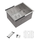 Dcolora 21''x18''x12'' Undermount Laundry Sink, 16 Gauge Stainless Steel 12'' Deep Single Bowl Utility Basin with X Grooves, Rectangular Under Counter Kitchen Sink