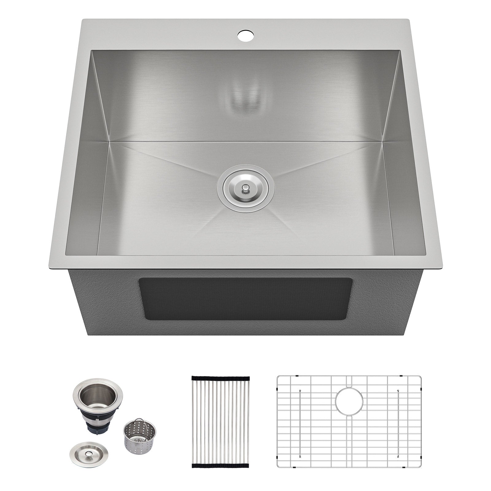 Dcolora 25x22 Inch Drop in Laundry Room Sink 12 Inch Deep 304 Stainless Steel 16 Gauge Utility Sink Single Bowl Kitchen Sink DC-L7701, 25”x 22”x 12”
