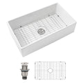 Dcolora 33'' White Farmhouse Sink, Apron Front Fireclay Ceramic Porcelain Single Bowl Kitchen Basin