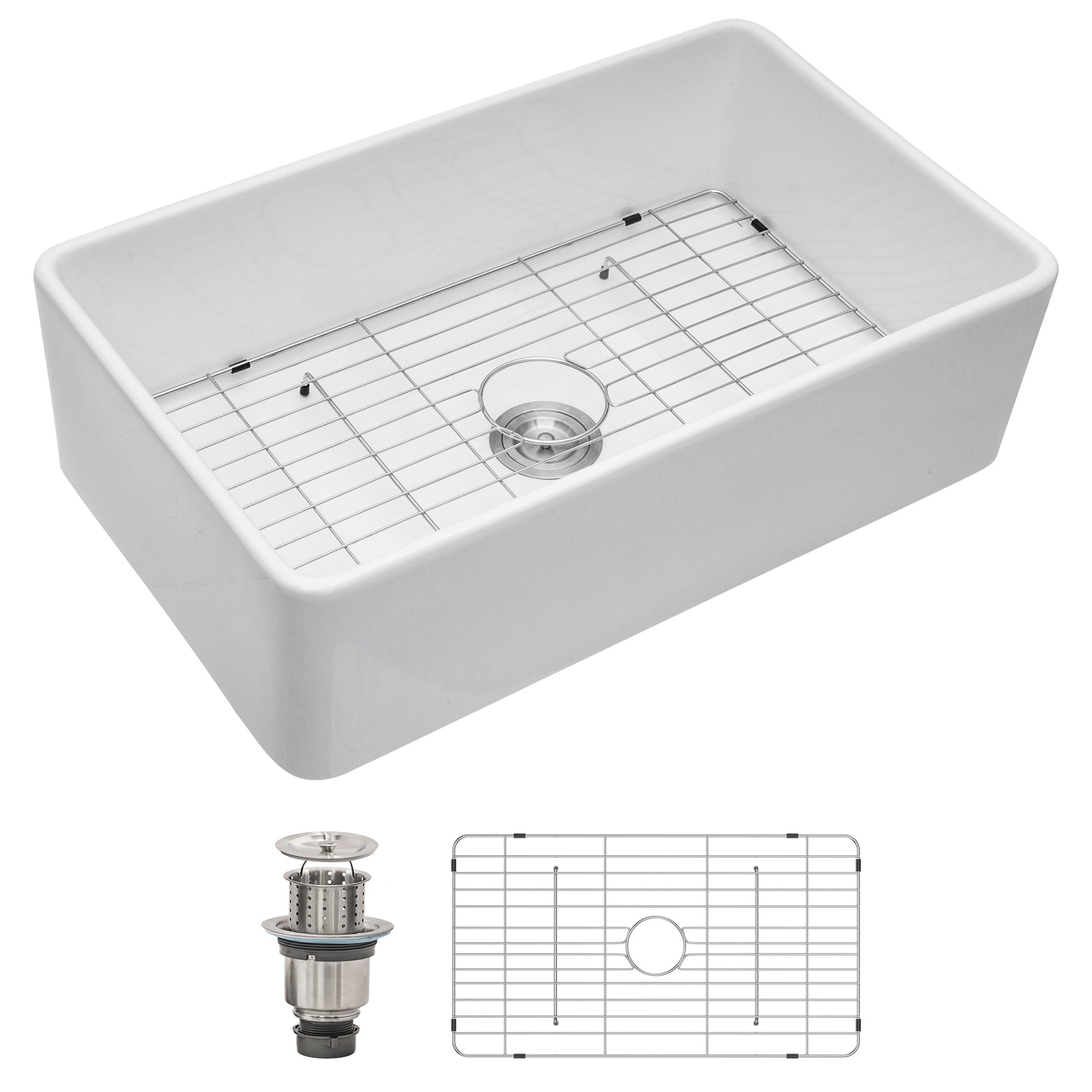 Dcolora 36 Inch Farmhouse Sink White Kitchen Sink Apron Front Fireclay Ceramic Porcelain Single Bowl Farm Sink Basin DC-A7758