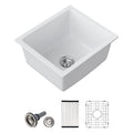 Dcolara 15 Inch White Undermount Wet Bar Sink Single Bowl Kitchen Sink Modern prep sink Granite Composite,DC-GUW001