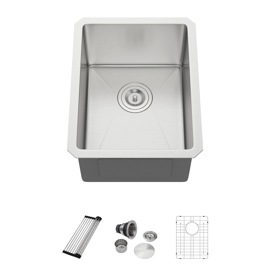 Dcolora 14 Inch Wet Bar Sink Undermount Small Kitchen Sink 16 Gauge Stainless Steel Prep Sink Single Bowl,14''x18''x9'' Rounded Corner, DC-U7718