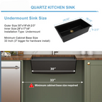 Dcolora 30'' Kitchen Sink - Undermount Single Bowl R10 Round Corner - Black Granite Composite Workstation with Cutting Board and Grid