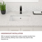 Dcolora 16''x10'' White Ceramic Rectangular Undermount Bathroom Sink, Vanity Basin with Overflow