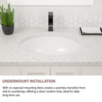 Dcolora 16''x13'' White Ceramic Oval Undermount Bathroom Sink, Vanity Basin with Overflow